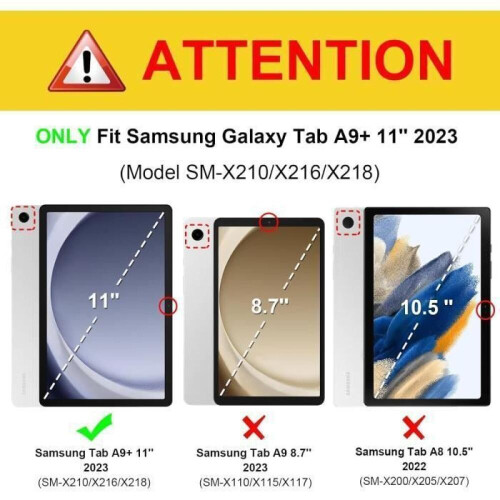 Teclado para Samsung Galaxy Tab A9 Plus 11 polegadas 2023 SM-X210-X216-X218 AZERTY com capa rígida para tablet com tela sensível a 1
