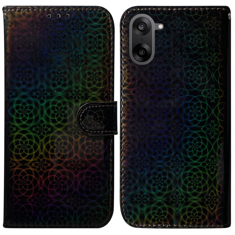 (Black) For Oneplus Nord Ce5 5G / Ace 5 Racing 5G Stand Case Dazzling Flower Leather Phone Cover With Wrist Strap Black 6914294678736