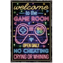 Plaque en métal pour salle de jeux, 20 x 30 cm, style rétro, personnalisable, idéale pour la porte d'une pièce, la buanderie ou la salle de bain.