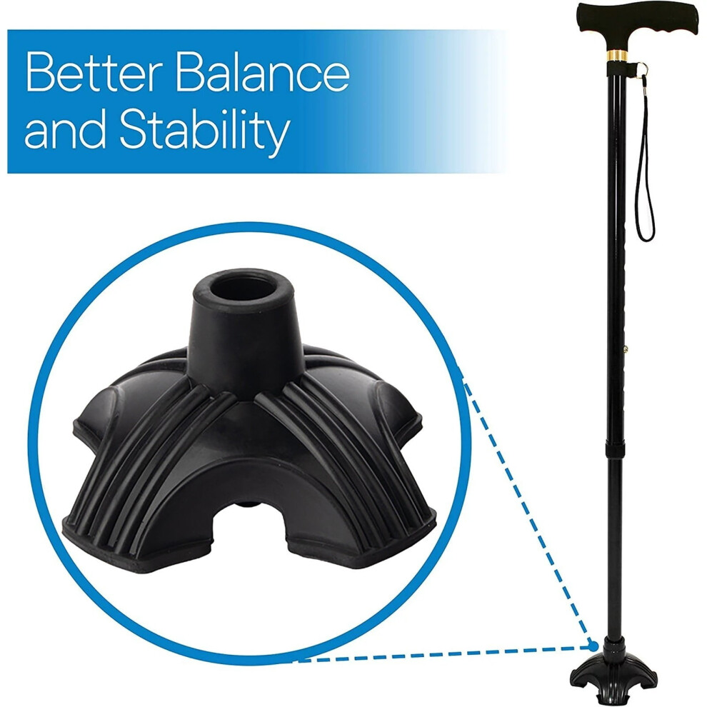 Cane Tip Replacement Quad Base 4-Prong Rubber Foot
