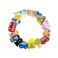 Wooden String Beads Toy Cube for Children