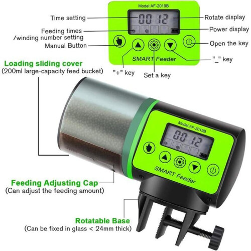 Automatisk fiskefoderdispenser med timer og LCD til akvarium YYV 1
