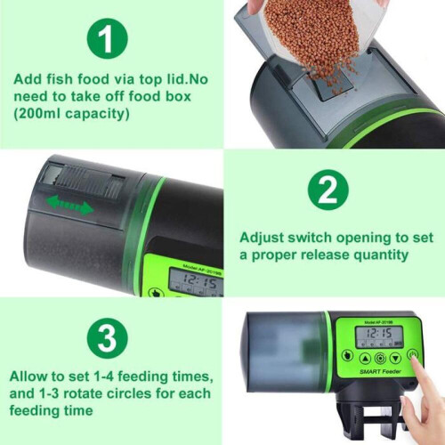 Automatisk fiskefoderdispenser med timer og LCD til akvarium YYV 2