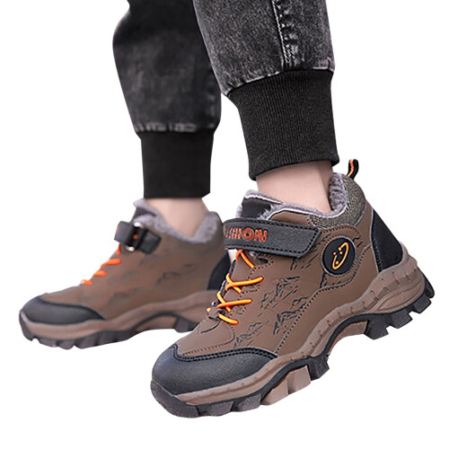 Boys Winter Leather Snow Boots Cotton Plush Lining 2