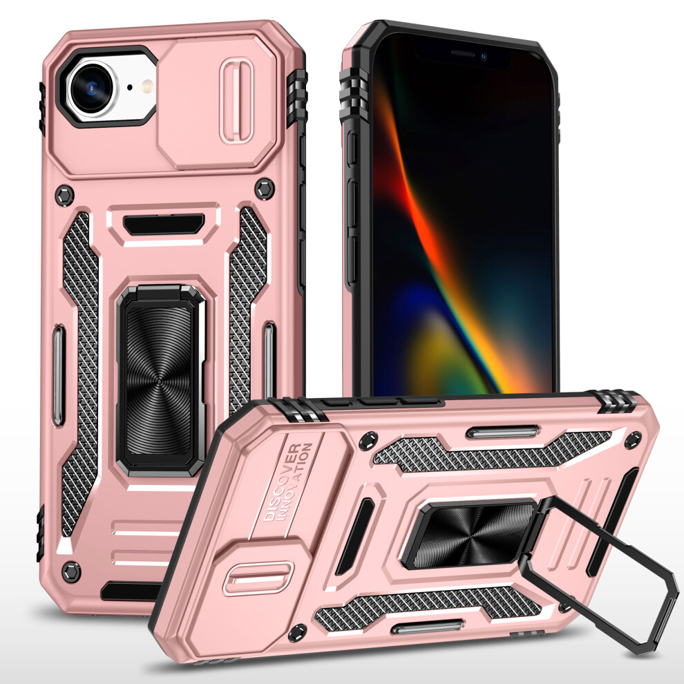 (Rose ) For Iphone 17E / 16E Case Kickstand Slide Lens Lid Pc + Tpu Drop-Proof Phone Cover Gold 6914291467562