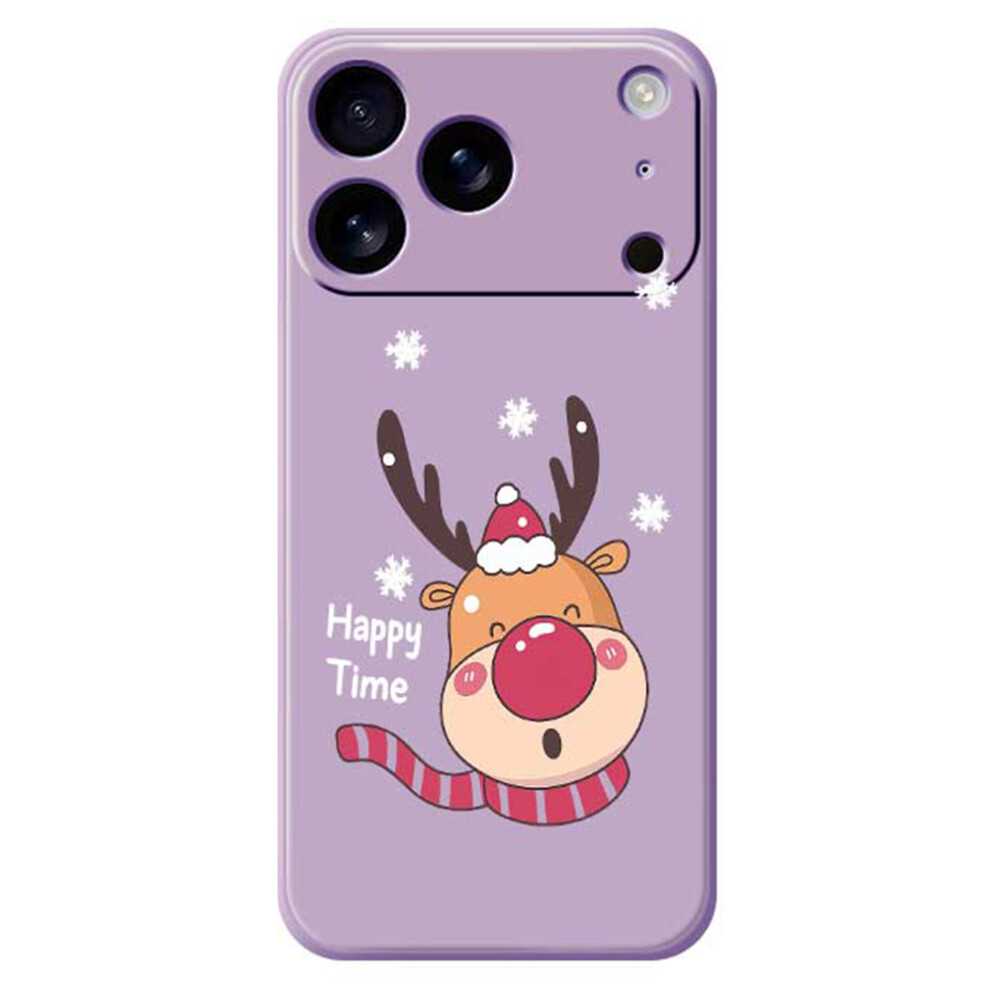 (Purple) For Iphone 17 Pro Case Smiling Deer Pattern Printing Straight Edge Tpu Phone Back Cover Purple 6914297374321