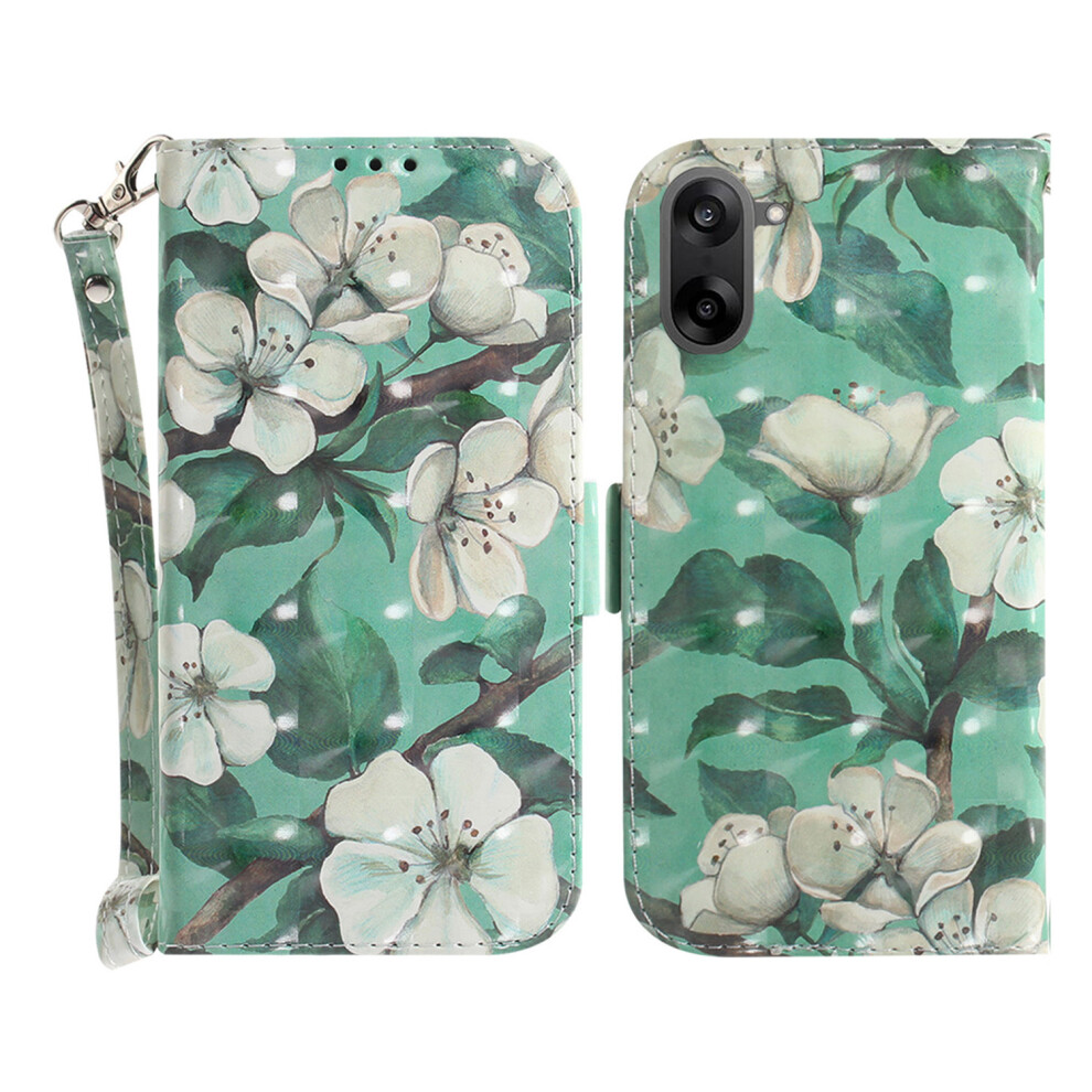 (Watercolor Flowers) For Oneplus Nord Ce5 5G / Ace 5 Racing 5G Case Pattern Printing Leather Wallet Phone Cover With Wrist Strap 6914295594196