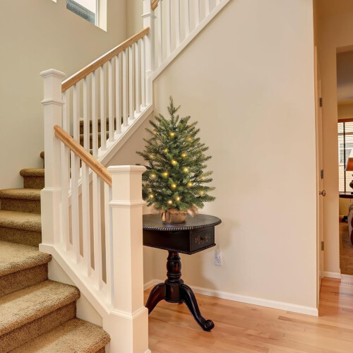 Pre-Lit Artificial Christmas Tree Green 18 Inch 2