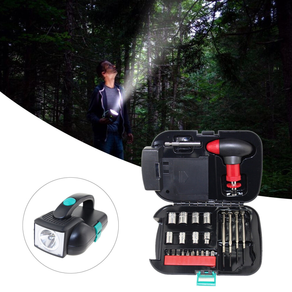 Wicvik 24-Piece Household Hand Tool Set With Led Flashlight 908436401715