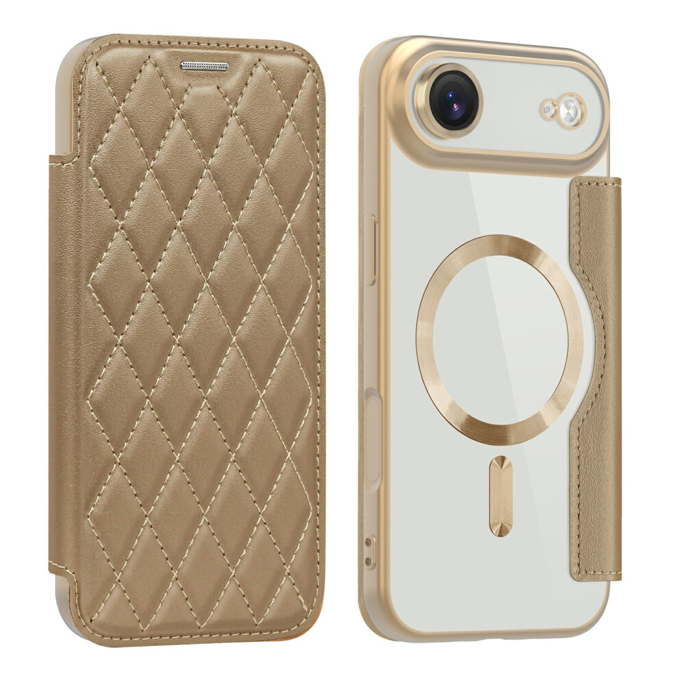 (Desert ) For Iphone Air Case Compatible With Magsafe Rhombus Pu Leather Phone Cover Gold 6914295256742