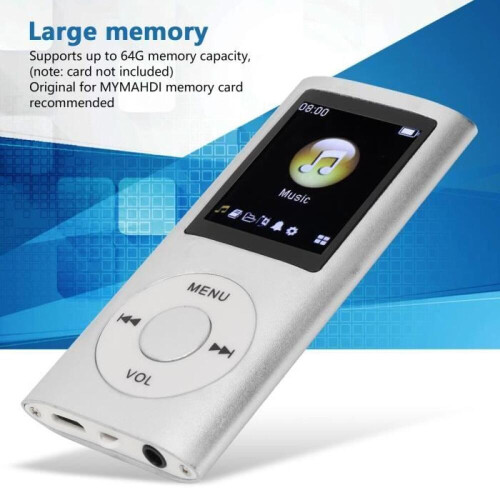 MP3 Music Player - QIILU - Ασημί - 64GB - Ποιότητα ήχου χωρίς απώλειες - Φορητό 1