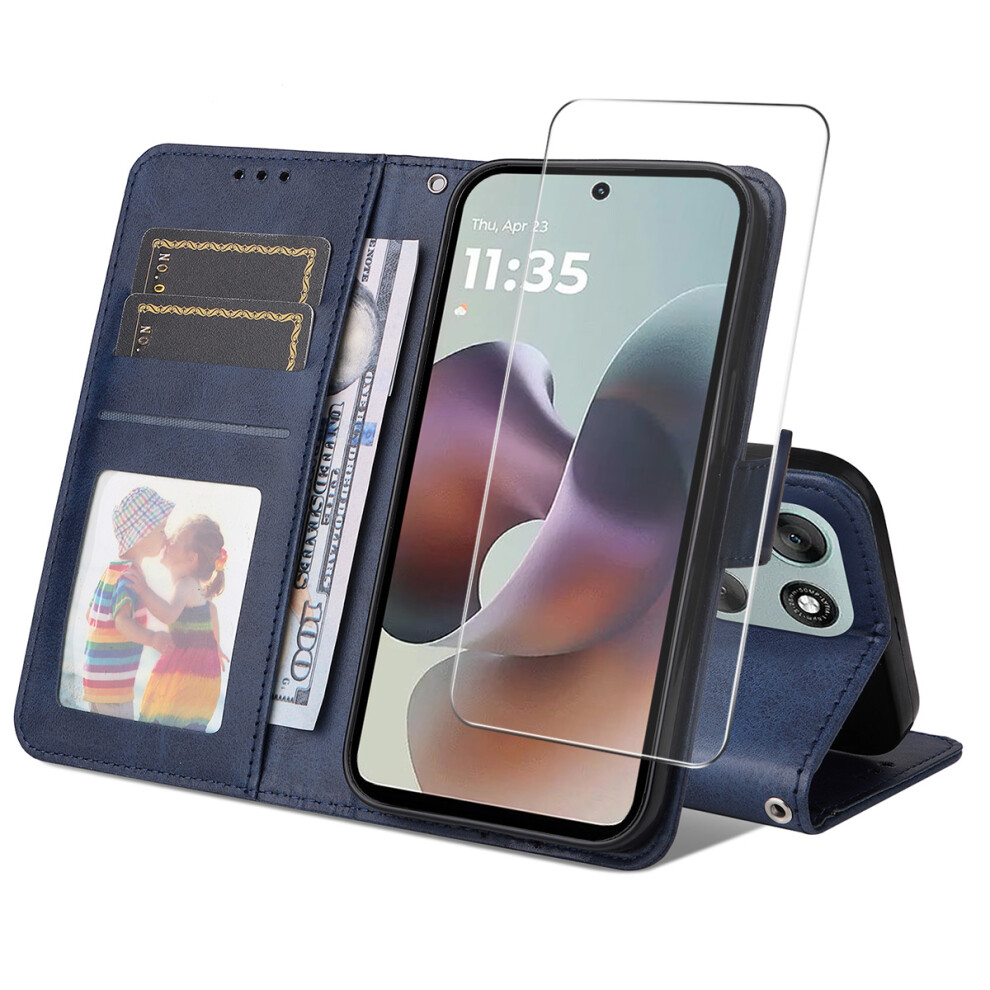 (Blue) Enkay Hat Prince For Motorola Moto G66j 5G / Motorola Moto G66y 5G / Motorola Moto G56 5G Pu Leather Wallet Case Phone Stand Cov Blue 6914298415443