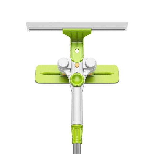 Window cleaner with telescopic handle, extendable at a smart angle, and double-sided exterior window squeegee 2