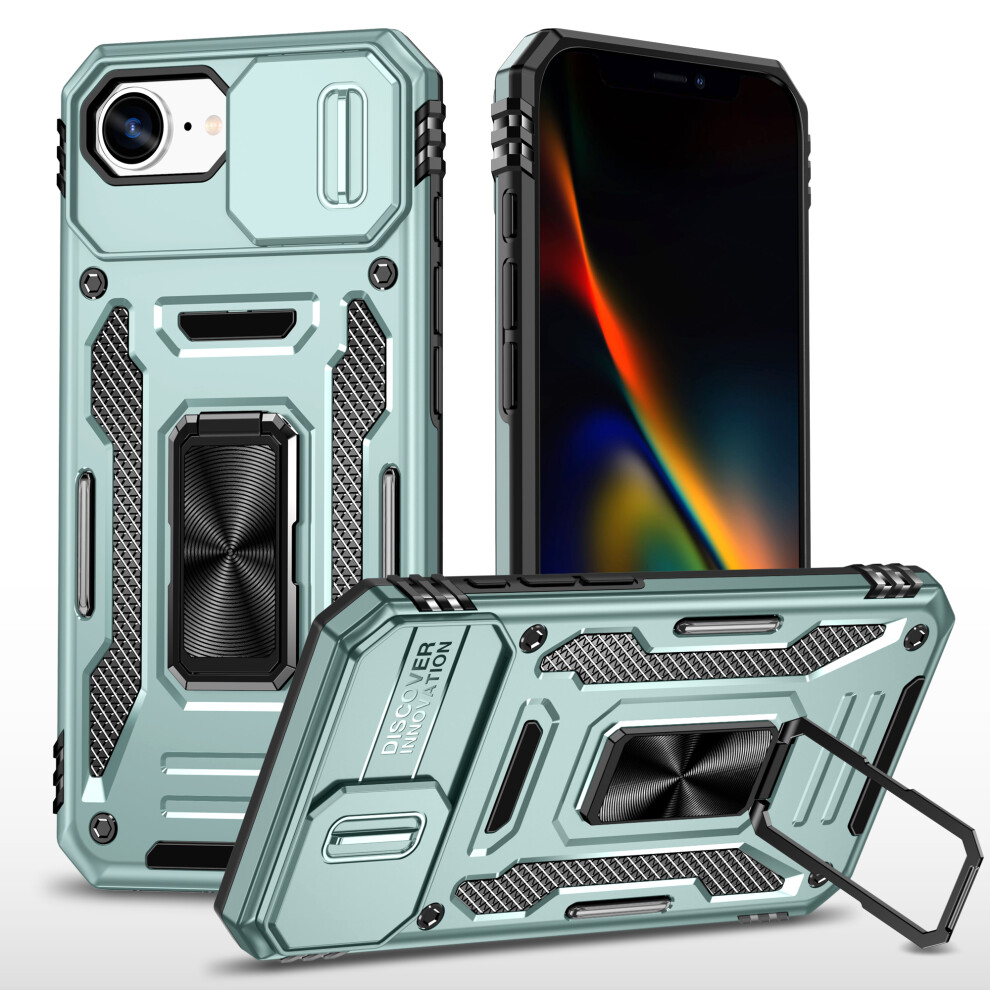 (Green) For Iphone 17E / 16E Case Kickstand Slide Lens Lid Pc + Tpu Drop-Proof Phone Cover Green 6914290911110