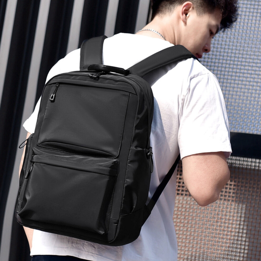 Men's Business Laptop Backpack Wearproof Large Capacity Black 908436399296
