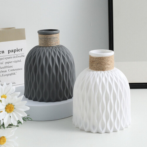 Water Ripple Plastic Vase Nordic Style 1 PC White 2