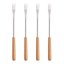Stainless Steel Fondue Forks with Wooden Handle 4 Pcs