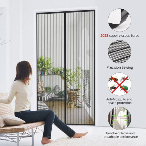 Mosquito Net for Doors and Windows - 120x210cm - Automatic Closing - Ultra Fine Mesh - Black 2