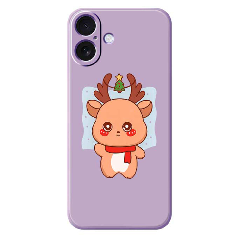 (Purple) For Iphone 17 Case Cartoon Deer Pattern Printing Straight Edge Tpu Phone Back Cover Purple 6914298932728