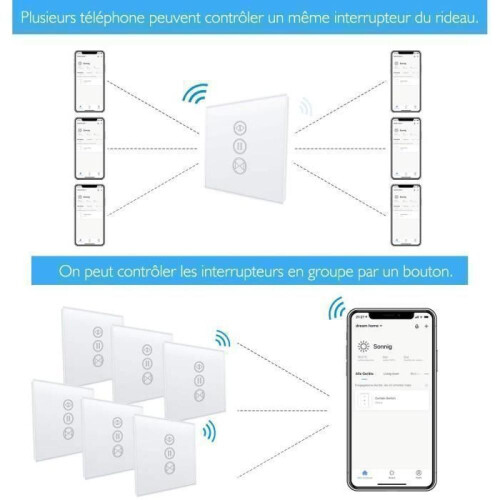 WiFi Smart Roller Shutter Switch, Intelligent Wall-Mounted Curtain Switch Compatible with Alexa, Smart Life, Google 2
