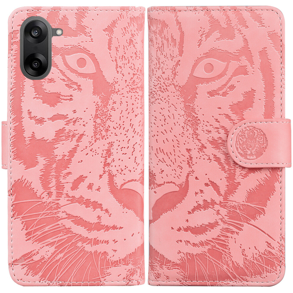 (Pink) For Oneplus Nord Ce5 5G / Ace 5 Racing 5G Case Tiger Imprint Leather Wallet Phone Cover Pink 6914297384986