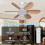 ROSNEK Ventilateur de plafond 52 cm 40W LED dimmable 2000 lm E27 - 3 vitesses, télécommande 5