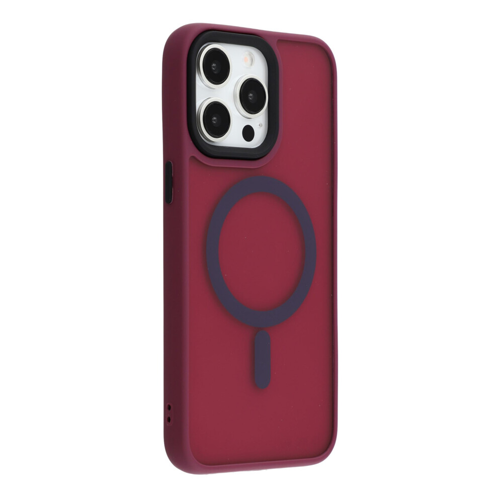 (Wine ) For Iphone 15 Pro Case Compatible With Magsafe Skin-Touch Pc + Tpu Phone Cover Red 6914290850921