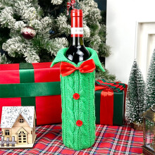 Set de sticle de vin de Crăciun, pungă cu paiete din catifea, 12 buc.