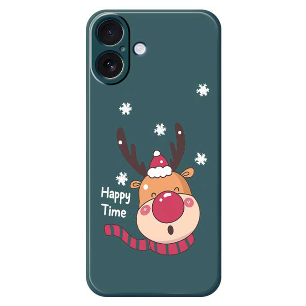 (Green) For Iphone 17 Case Smiling Deer Pattern Printing Straight Edge Tpu Phone Back Cover Green 6914297473703