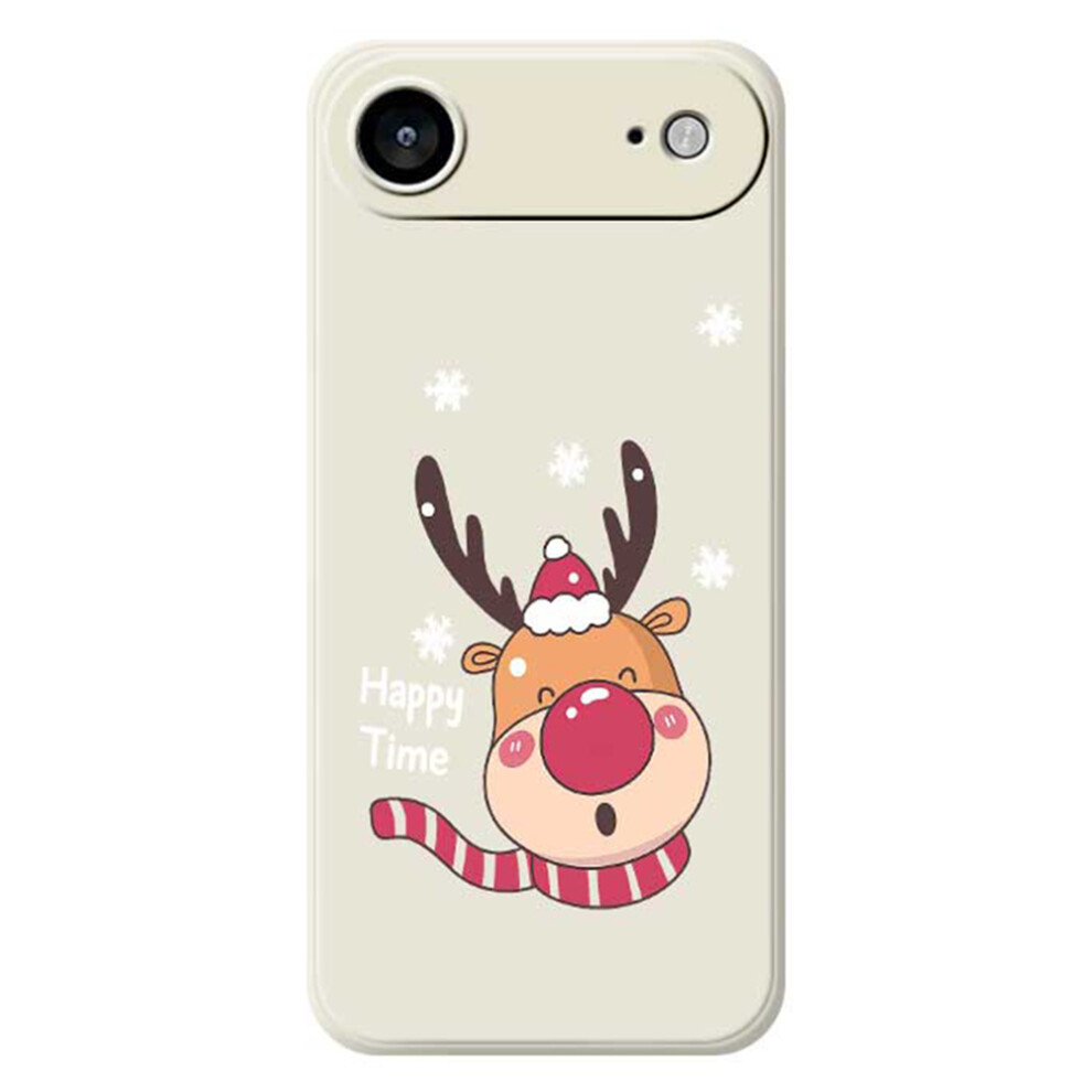 (Beige) For Iphone Air Case Smiling Deer Pattern Printing Straight Edge Tpu Phone Back Cover Cream 6914291642976