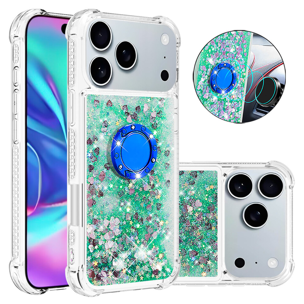 ( / Hearts) For Iphone 17 Pro Max Tpu Case With Kickstand Quicksand Shockproof Cover Green 6914297386423