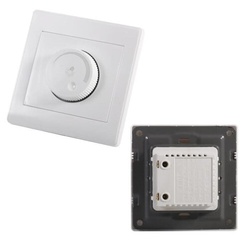 Interruttore dimmer - Sicuro e resistente - Bianco - 100W max - Installazione interna - Rotativo 2