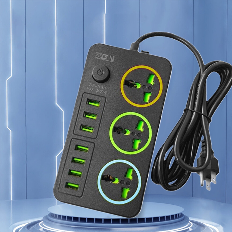 Power Strip 3000W With 3 Ac Outlets And 7 Usb Ports 908436401760