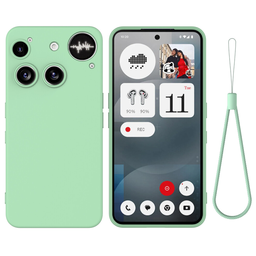(Green) For Nothing Phone (3) 5G Liquid Silicone Case Phone Back Cover With Hand Strap Green 6914293686794