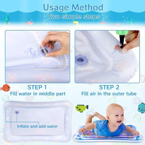 Φουσκωτό χαλάκι παιχνιδιού Tummy Time Water Mat με αισθητηριακά παιχνίδια για μω 2