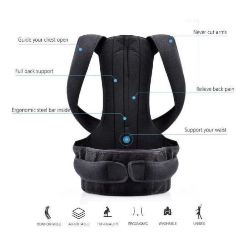 Posture Corrector - Zgeer - Adjustable - Comfortable - Back and Shoulder Support - Black 2