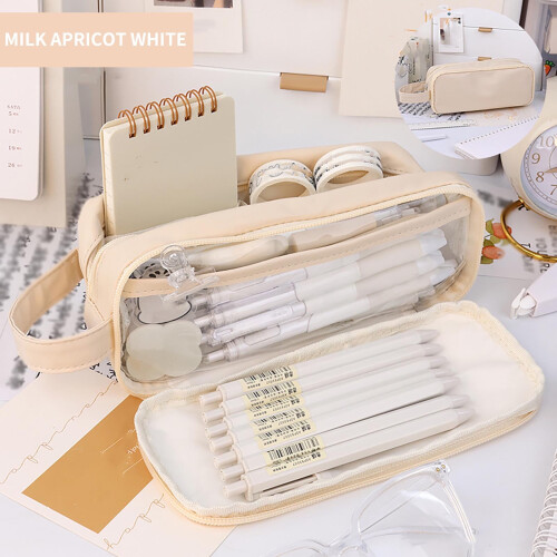VALSEEL double-layer transparent pencil case large capacity