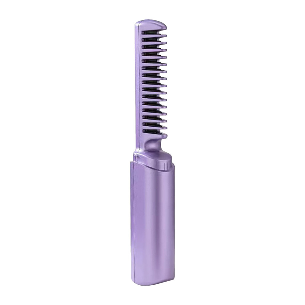 Mini rechargeable hair straightening brush purple