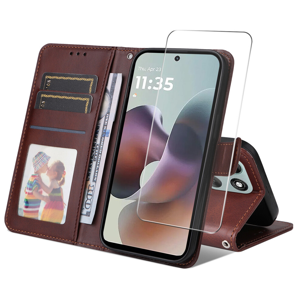 (Brown) Enkay Hat Prince For Motorola Moto G66j 5G / Motorola Moto G66y 5G / Motorola Moto G56 5G Pu Leather Wallet Case Phone Stand Cov Brown 6914293954947