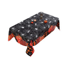 Nappe d'Halloween 150 x 180 cm, motif citrouille, toile d'araignée et chauve-souris, housse rectangulaire imperméable et infroissable pour