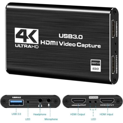 Κάρτα λήψης USB HDMI 30 Ήχος Βίντεο 4K Full HD 1080P Κάρτα λήψης για εγγραφή παιχνιδιώ 2