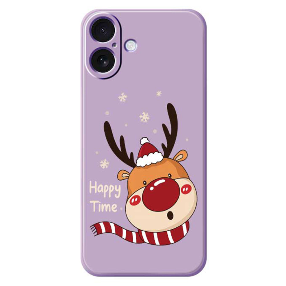(Purple) For Iphone 17 Case Deer Head Pattern Printing Straight Edge Tpu Phone Back Cover Purple 6914299229360