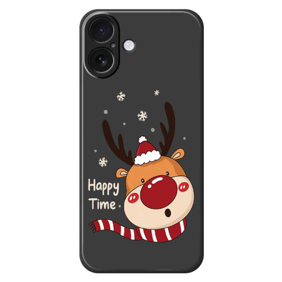 (Black) For Iphone 17 Case Deer Head Pattern Printing Straight Edge Tpu Phone Back Cover Black 6914298044810