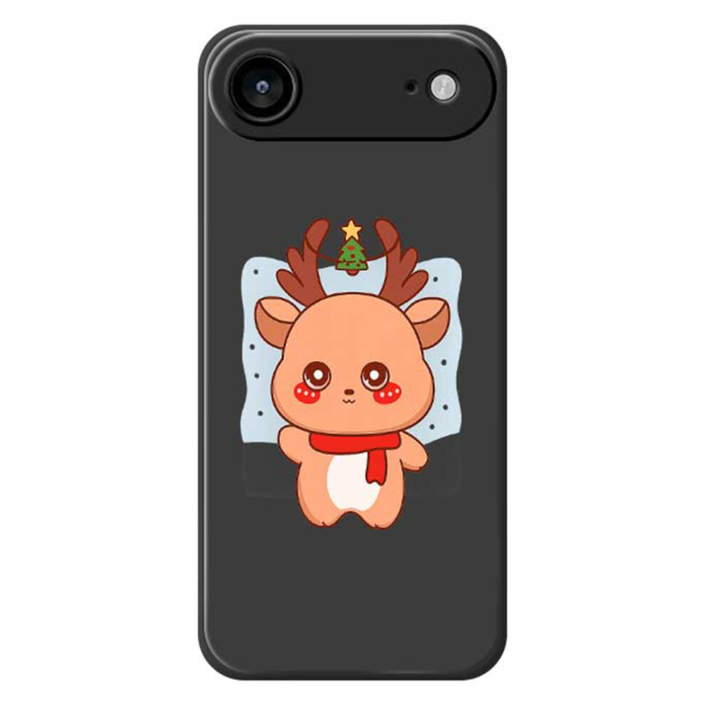 (Black) For Iphone Air Case Cartoon Deer Pattern Printing Straight Edge Tpu Phone Back Cover Black 6914290947768