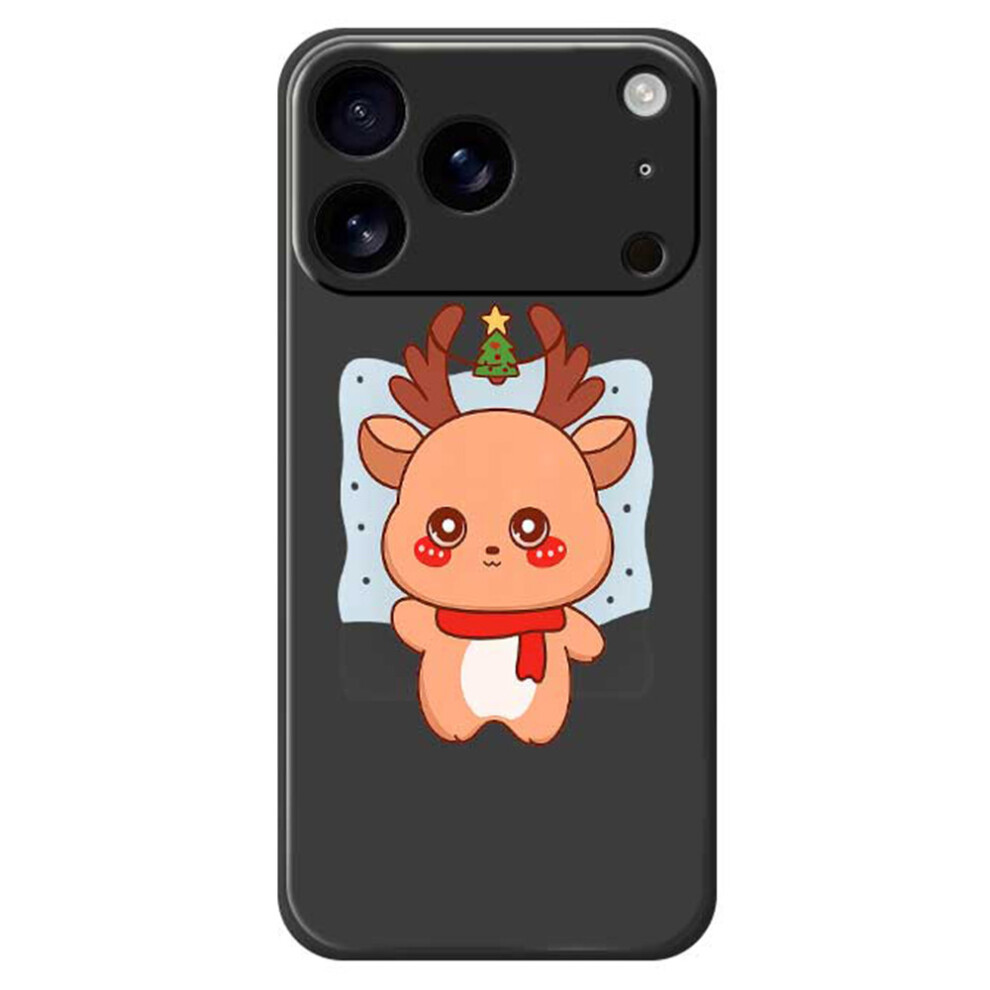 (Black) For Iphone 17 Pro Max Case Cartoon Deer Pattern Printing Straight Edge Tpu Phone Back Cover Black 6914293719942