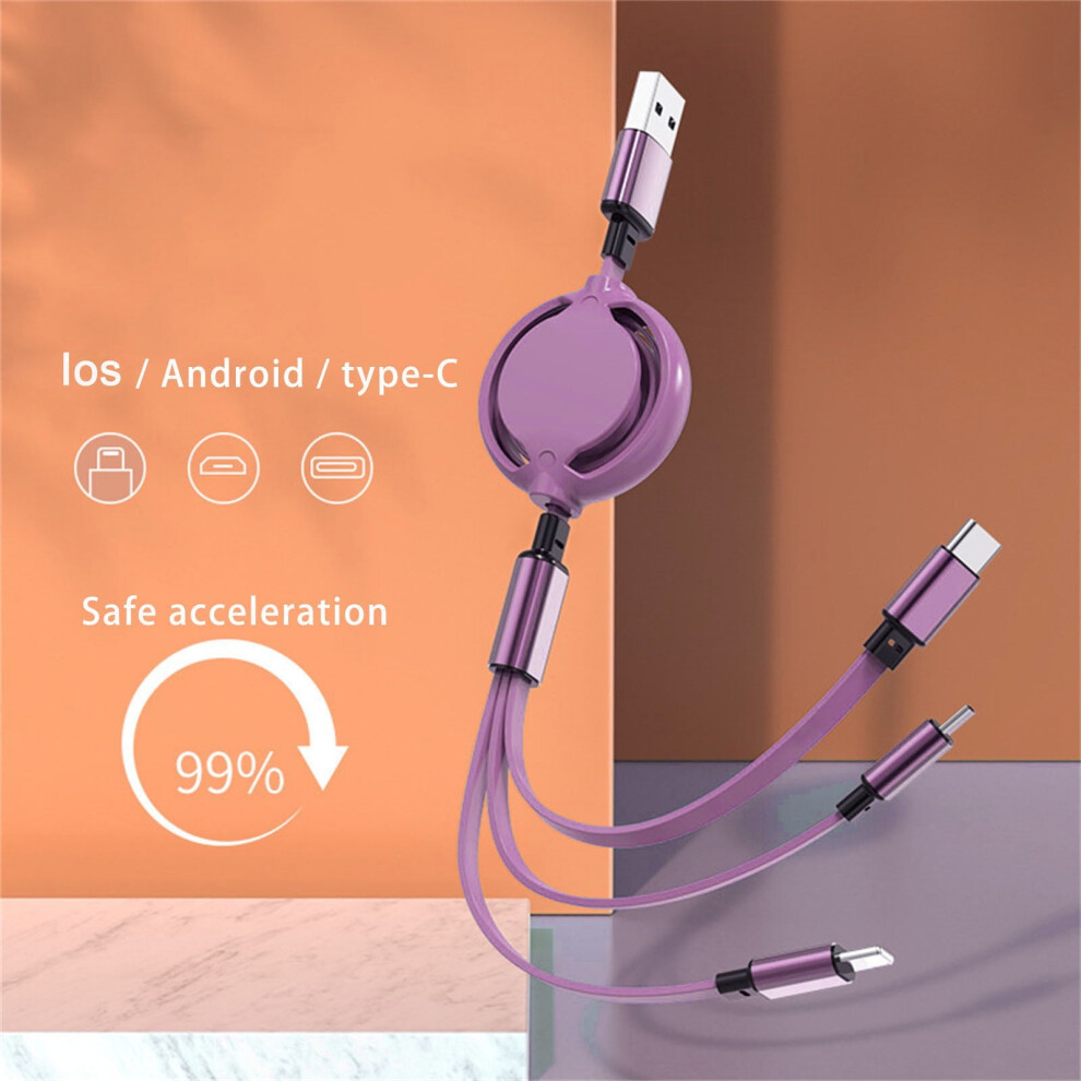 Retractable 3-In-1 Usb Cable Type-C/Micro-Usb/Lightning 908436388931
