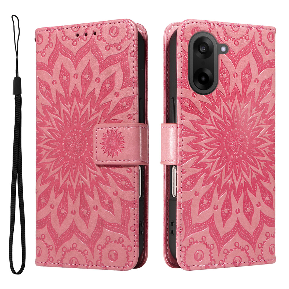 (Pink) For Oneplus Nord Ce5 5G / Oneplus Ace 5 Racing 5G Leather Wallet Case Sunflower Imprinted Phone Cover Pink 6914297303123