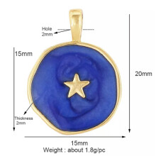 Zon Maan Ster Charm Hanger 18K Goud Kubieke Zirkonia Donker