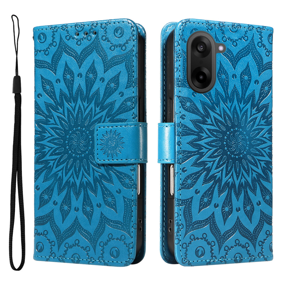 (Blue) For Oneplus Nord Ce5 5G / Oneplus Ace 5 Racing 5G Leather Wallet Case Sunflower Imprinted Phone Cover Blue 6914299540847