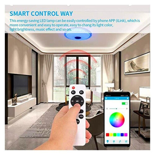 72W LED Crystal Ceiling Light with Bluetooth Speaker, Remote Control, APP Control, Color Changing, 40cm YYV 1